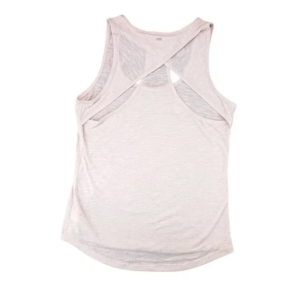 Marika Women Size Medium Wind Chime Racerback Tank Top High Low Hem Pink Tan New - Picture 2 of 7